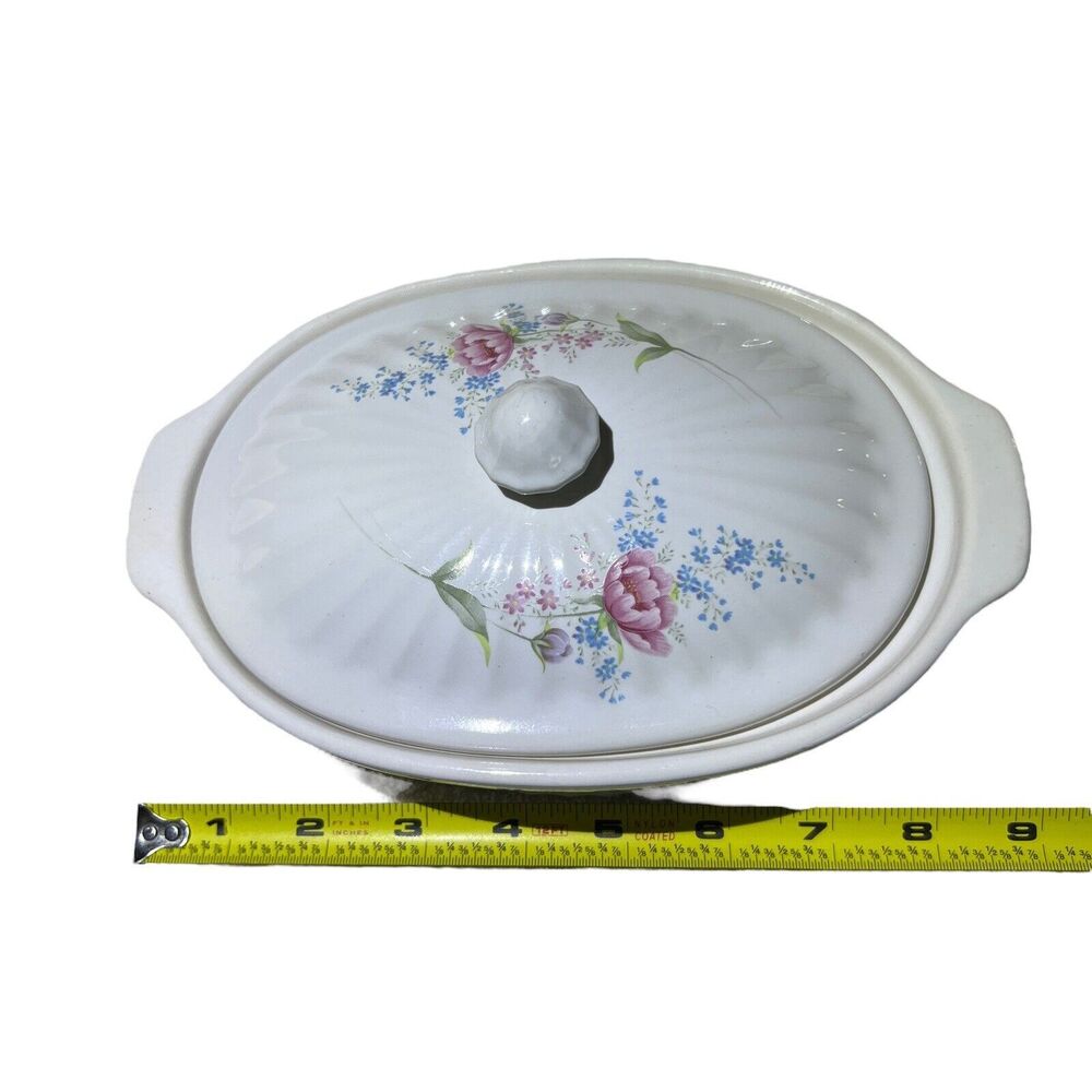 VTG‎ White Floral Single Serve Casserole Dish 8.5x5.5 Oven Microwave Safe Japan - Picture 3 of 13